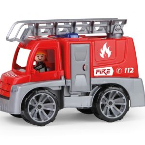 Straż LENA Truxx 29 cm + figurka strażaka w zestawie, podnoszona drabina i otwierane drzwi w pudełku LENA