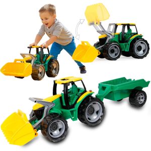 Traktor z przyczepą LENA duży ciągnik rolniczy z przyczepą i spychem LENA