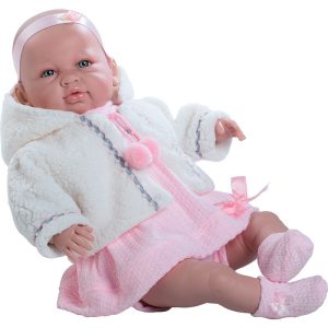 Lalka hiszpańska z dźwiękiem mówiąca lalka bobas dla dziecka SARA 52cm Berbesa