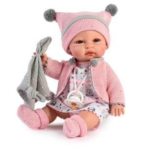 Lalka hiszpańska bobas ze smoczkiem + szmatka 29 cm ROSA Berbesa