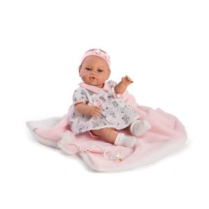 Lalka hiszpańska bobas Mantita 42 cm kocyk + smoczek Berbesa
