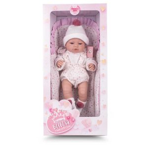 Lalka Hiszpańska Bobas z akcesoriami 42 cm + smoczek i kocyk winyl Berbesa