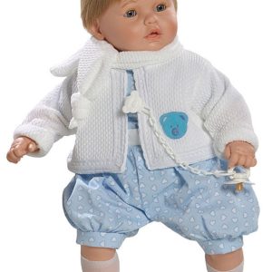 Lalka hiszpańska chłopiec Dulzon 62 cm, płacze, mówi, smoczek Berbesa