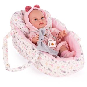 Lalka w nosidełku hiszpańska ze smoczkiem w ubranku 30 cm Berbesa